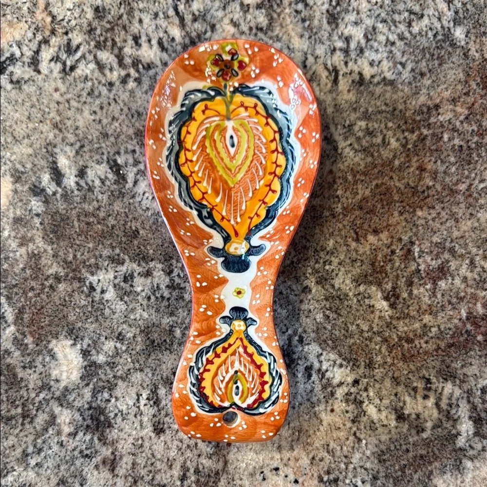 Anthropologie Orange and Yellow Spoon Rest